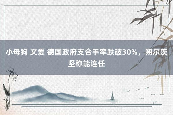 小母狗 文爱 德国政府支合手率跌破30%，朔尔茨坚称能连任