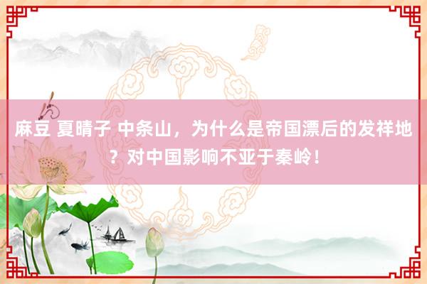 麻豆 夏晴子 中条山，为什么是帝国漂后的发祥地？对中国影响不亚于秦岭！