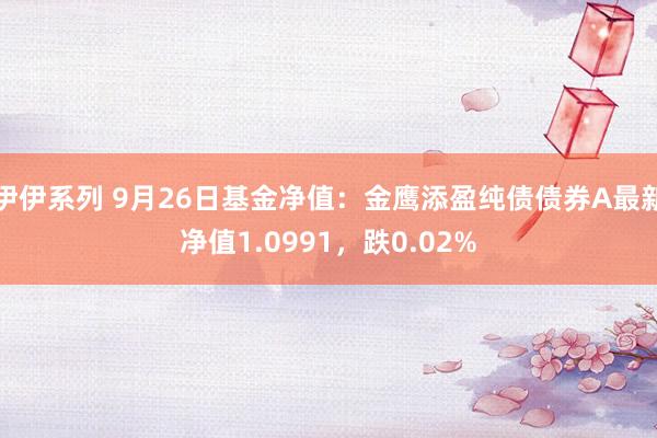 伊伊系列 9月26日基金净值：金鹰添盈纯债债券A最新净值1.0991，跌0.02%