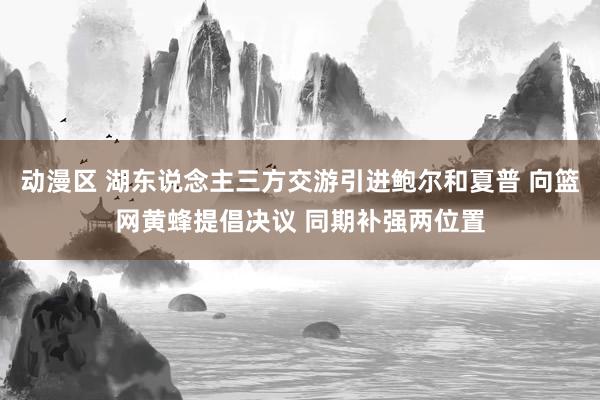 动漫区 湖东说念主三方交游引进鲍尔和夏普 向篮网黄蜂提倡决议 同期补强两位置