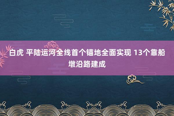 白虎 平陆运河全线首个锚地全面实现 13个靠船墩沿路建成