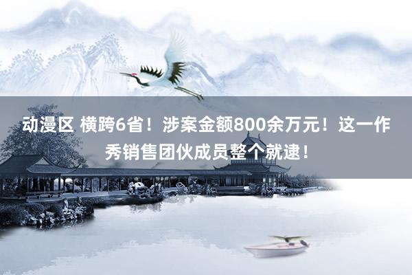 动漫区 横跨6省！涉案金额800余万元！这一作秀销售团伙成员整个就逮！