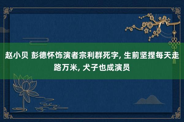 赵小贝 彭德怀饰演者宗利群死字， 生前坚捏每天走路万米， 犬子也成演员