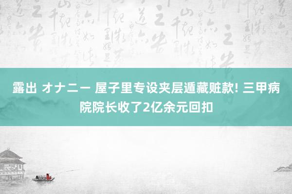 露出 オナニー 屋子里专设夹层遁藏赃款! 三甲病院院长收了2亿余元回扣