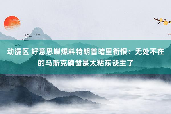 动漫区 好意思媒爆料特朗普暗里衔恨：无处不在的马斯克确凿是太粘东谈主了