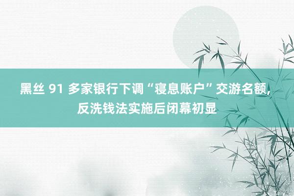 黑丝 91 多家银行下调“寝息账户”交游名额， 反洗钱法实施后闭幕初显