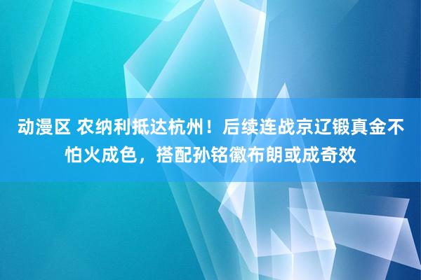 动漫区 农纳利抵达杭州！后续连战京辽锻真金不怕火成色，搭配孙铭徽布朗或成奇效