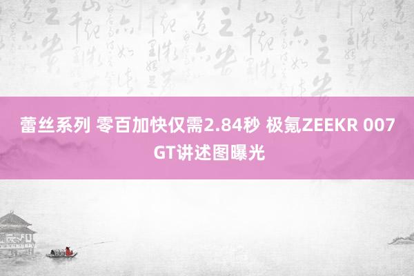 蕾丝系列 零百加快仅需2.84秒 极氪ZEEKR 007 GT讲述图曝光